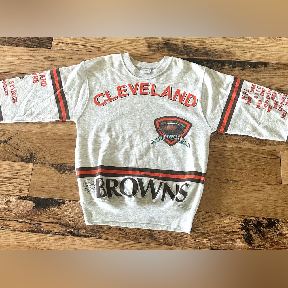 Vintage 90s Cleveland Browns Sweatshirt 1950 World Champs 2 Sided Mens Med USA